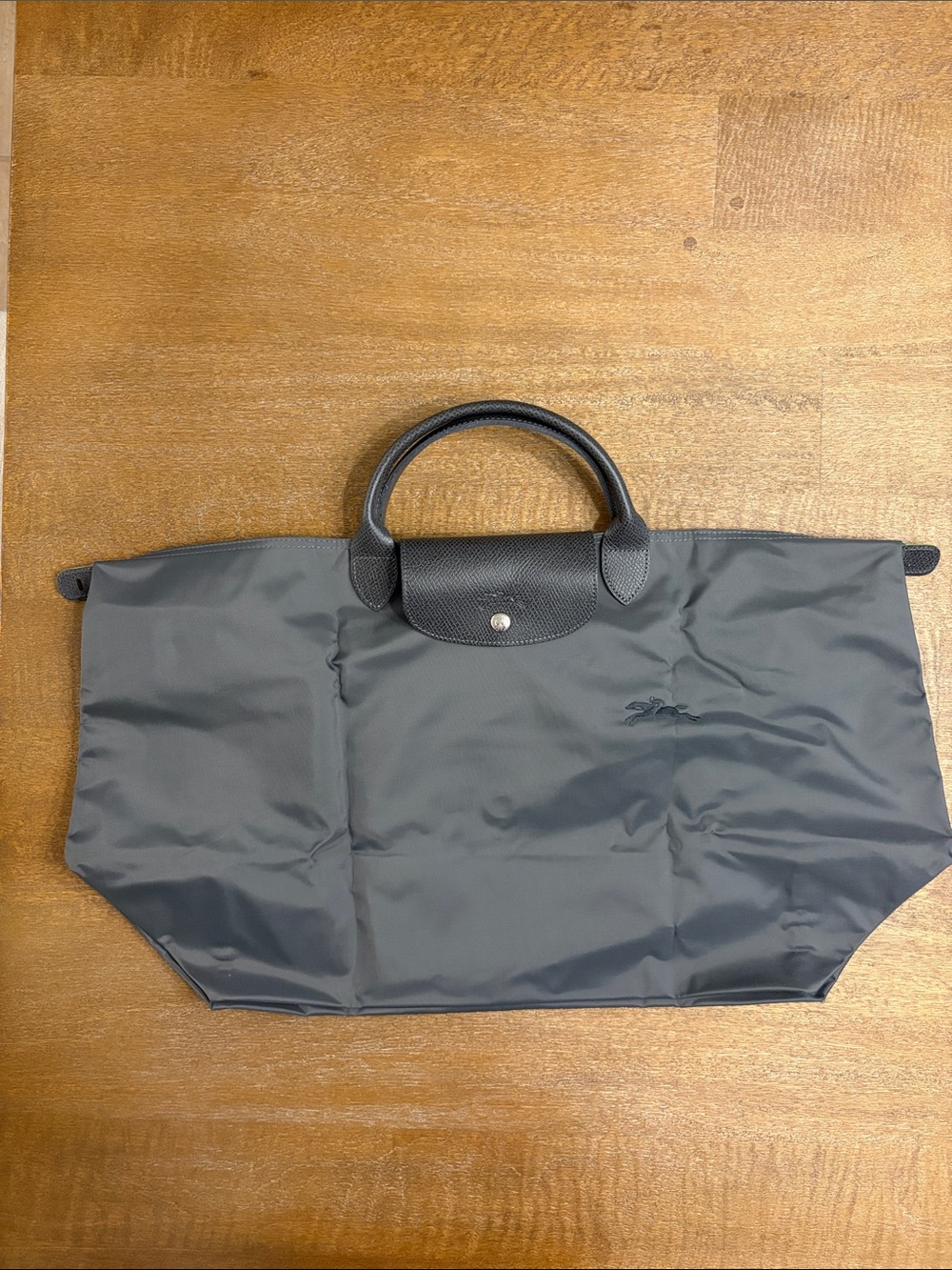 Longchamp Gray Nylon Le Pliage Small Tote with Top Handles
